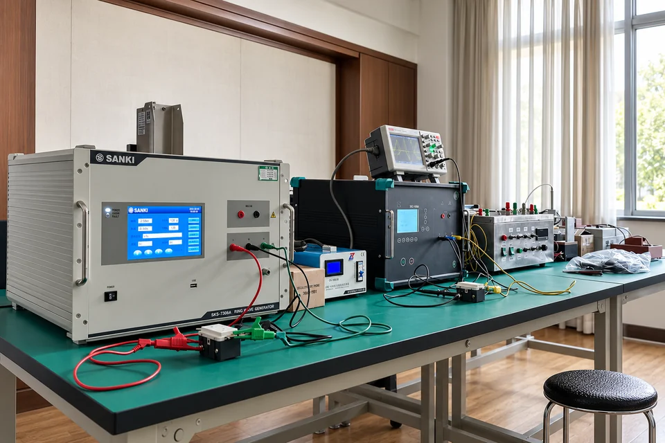 Electrical verification instruments on a FAHINT laboratory workbench
