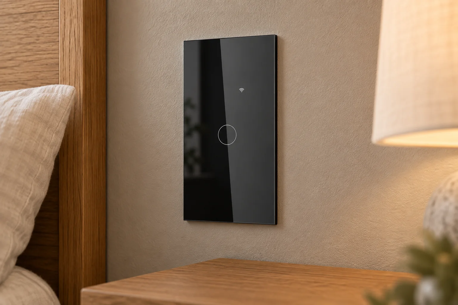 Smart Switches, illustrative installation at a bedside table